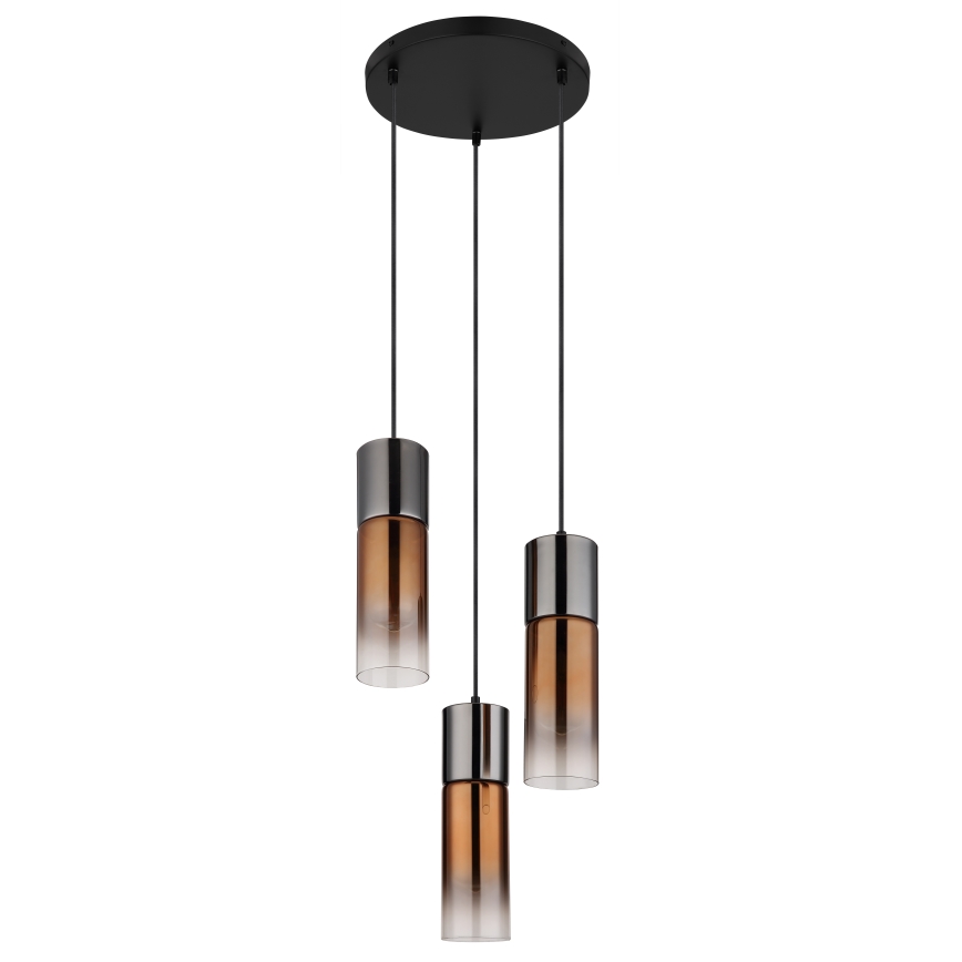 Globo - Κρεμαστό φωτιστικό οροφής 3xE27/25W/230V μαύρο/χαλκός