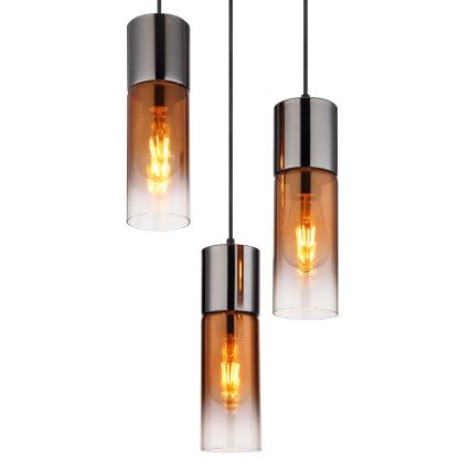 Globo - Κρεμαστό φωτιστικό οροφής 3xE27/25W/230V μαύρο/χαλκός