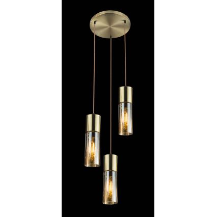 Globo - Κρεμαστό φωτιστικό οροφής 3xE27/25W/230V διάμετρος 30 cm ορείχαλκος