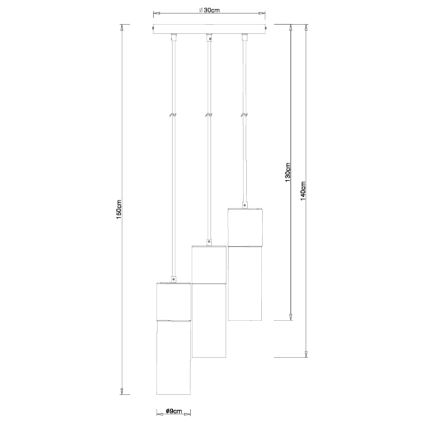 Globo - Κρεμαστό φωτιστικό οροφής 3xE27/25W/230V διάμετρος 30 cm ορείχαλκος