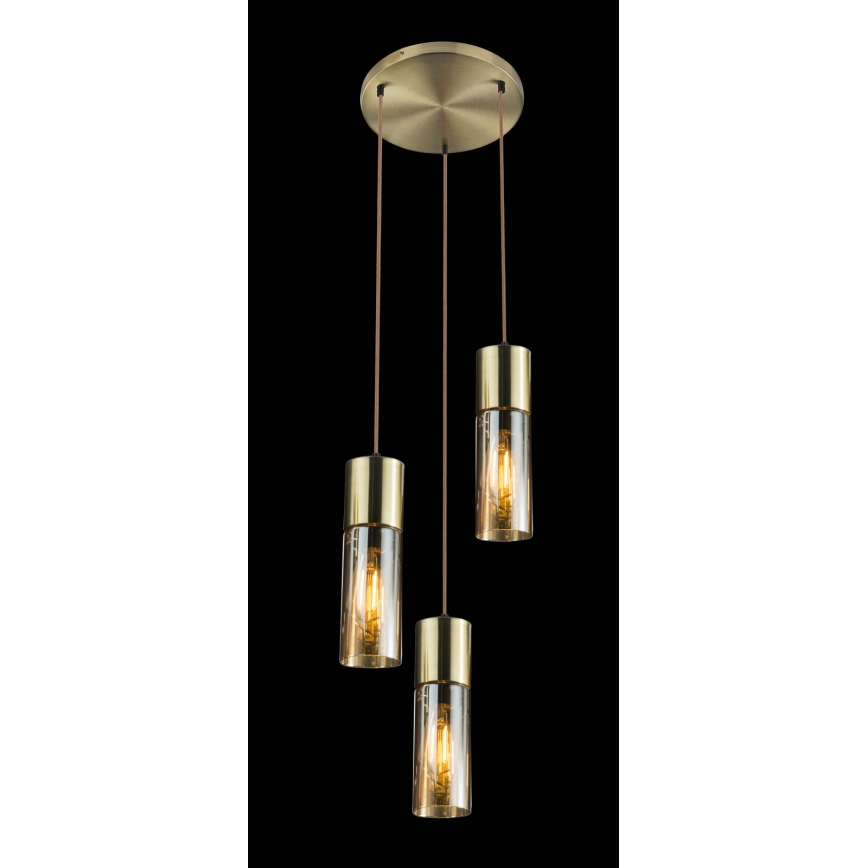 Globo - Κρεμαστό φωτιστικό οροφής 3xE27/25W/230V διάμετρος 30 cm ορείχαλκος