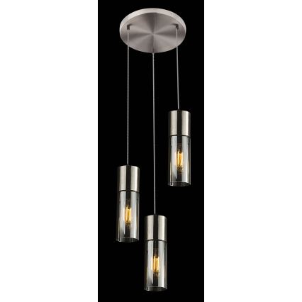 Globo - Κρεμαστό φωτιστικό οροφής 3xE27/25W/230V διάμετρος 30 cm ματ χρώμιο