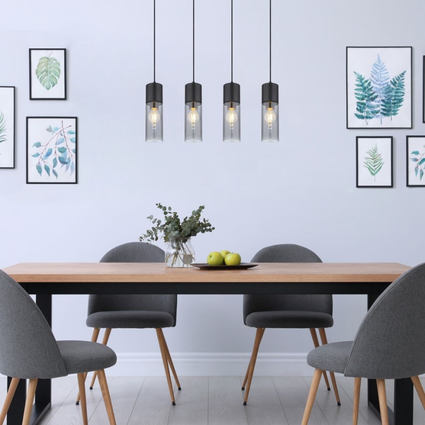 Globo - Φωτιστικό οροφής με καλώδιο 4xE27/25W/230V μαύρο