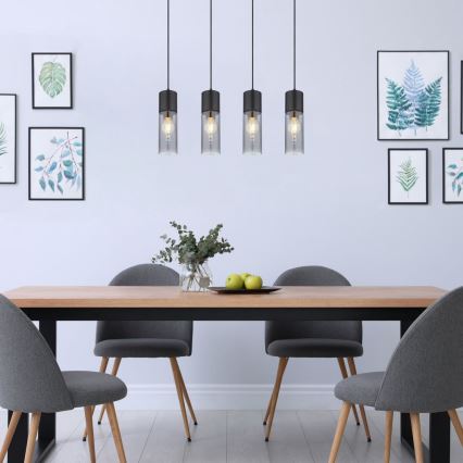 Globo - Κρεμαστό φωτιστικό οροφής 4xE27/25W/230V μαύρο