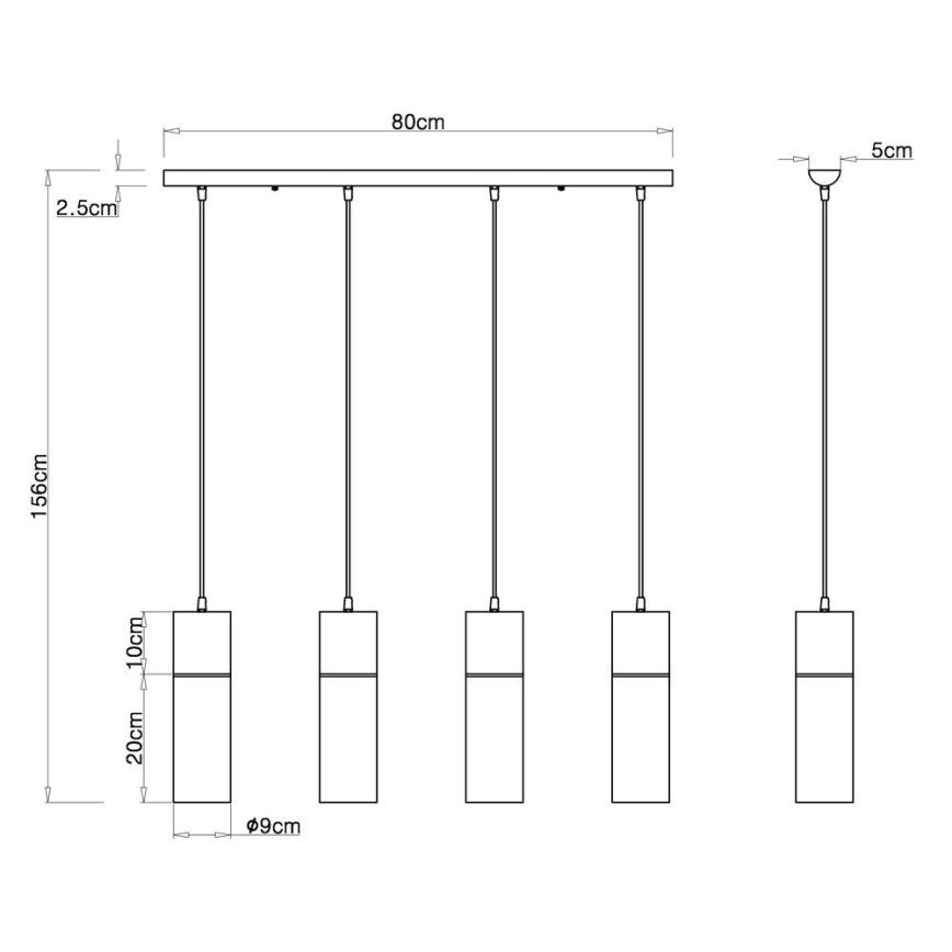 Globo - Κρεμαστό φωτιστικό οροφής 4xE27/25W/230V μαύρο