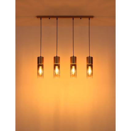Globo - Κρεμαστό φωτιστικό με καλώδιο 4xE27/25W/230V μπρονζέ