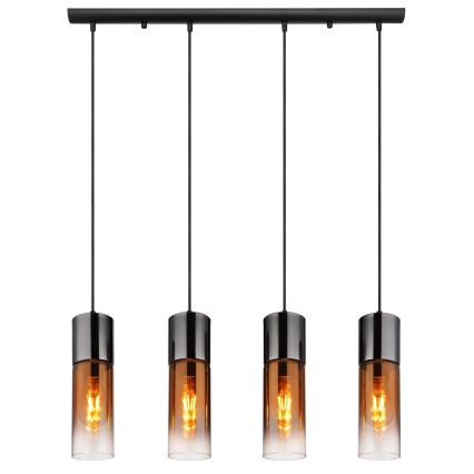 Globo - Κρεμαστό φωτιστικό οροφής 4xE27/25W/230V μαύρο/χαλκός