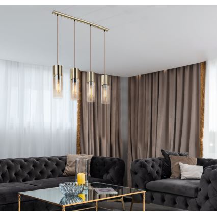 Globo - Κρεμαστό φωτιστικό οροφής 4xE27/25W/230V ορείχαλκος