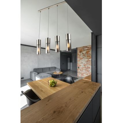 Globo - Κρεμαστό φωτιστικό οροφής 4xE27/25W/230V ματ χρώμιο