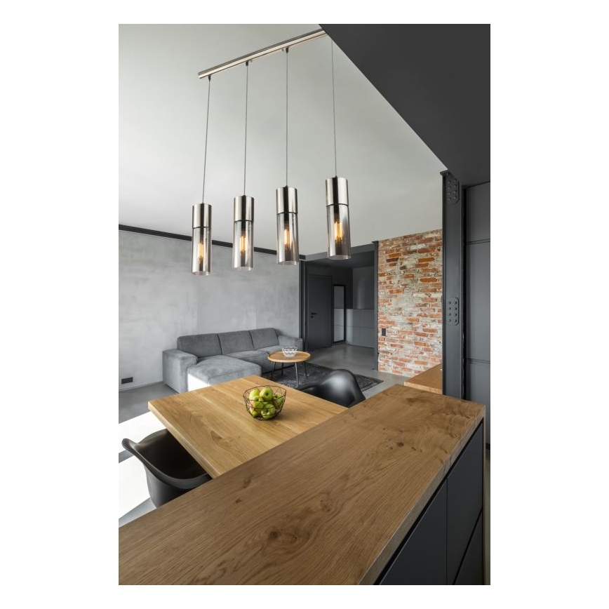 Globo - Κρεμαστό φωτιστικό οροφής 4xE27/25W/230V ματ χρώμιο