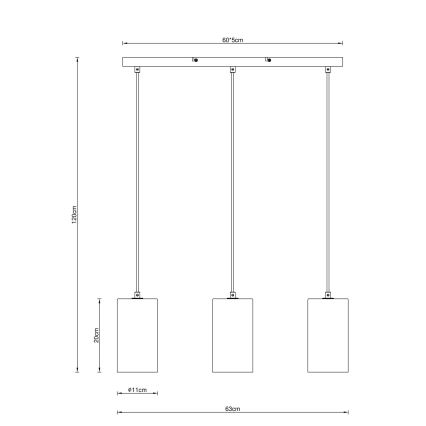 Globo - Κρεμαστό φωτιστικό οροφής 3xE14/25W/230V μαύρο