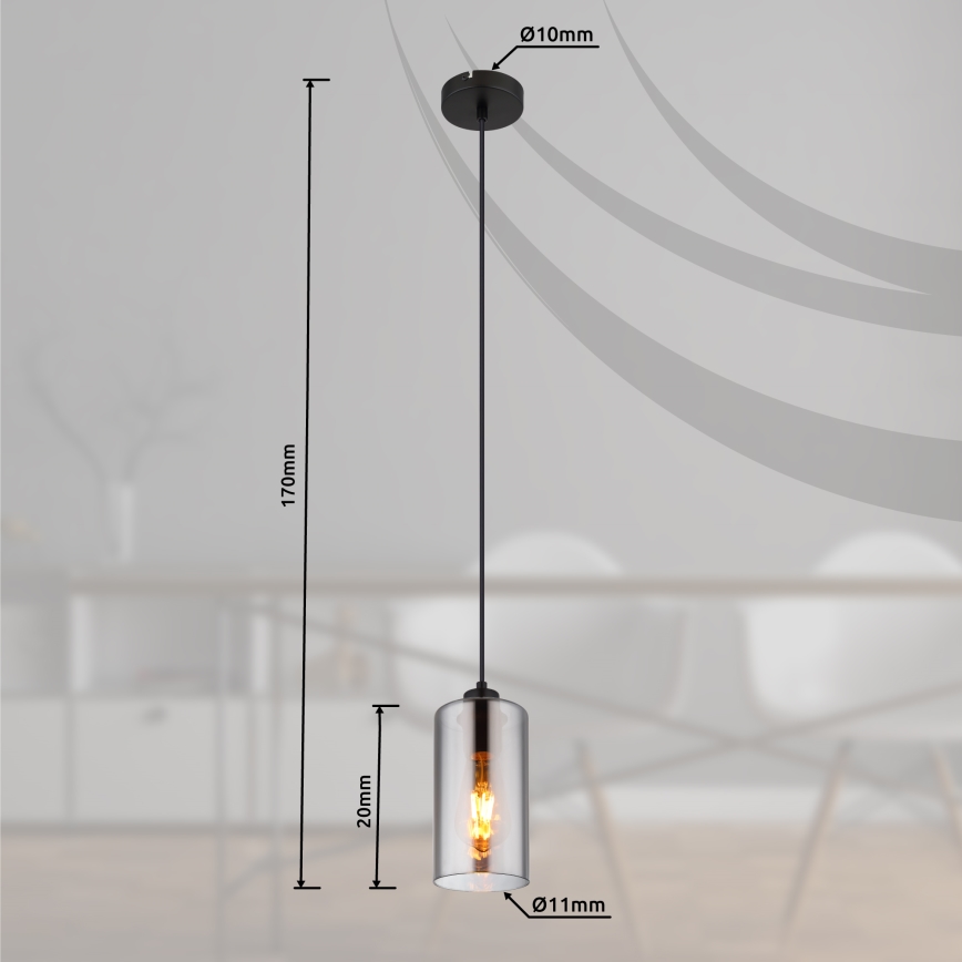 Globo - Κρεμαστό φωτιστικό οροφής 1xE27/25W/230V διάμετρος 11 cm μαύρο
