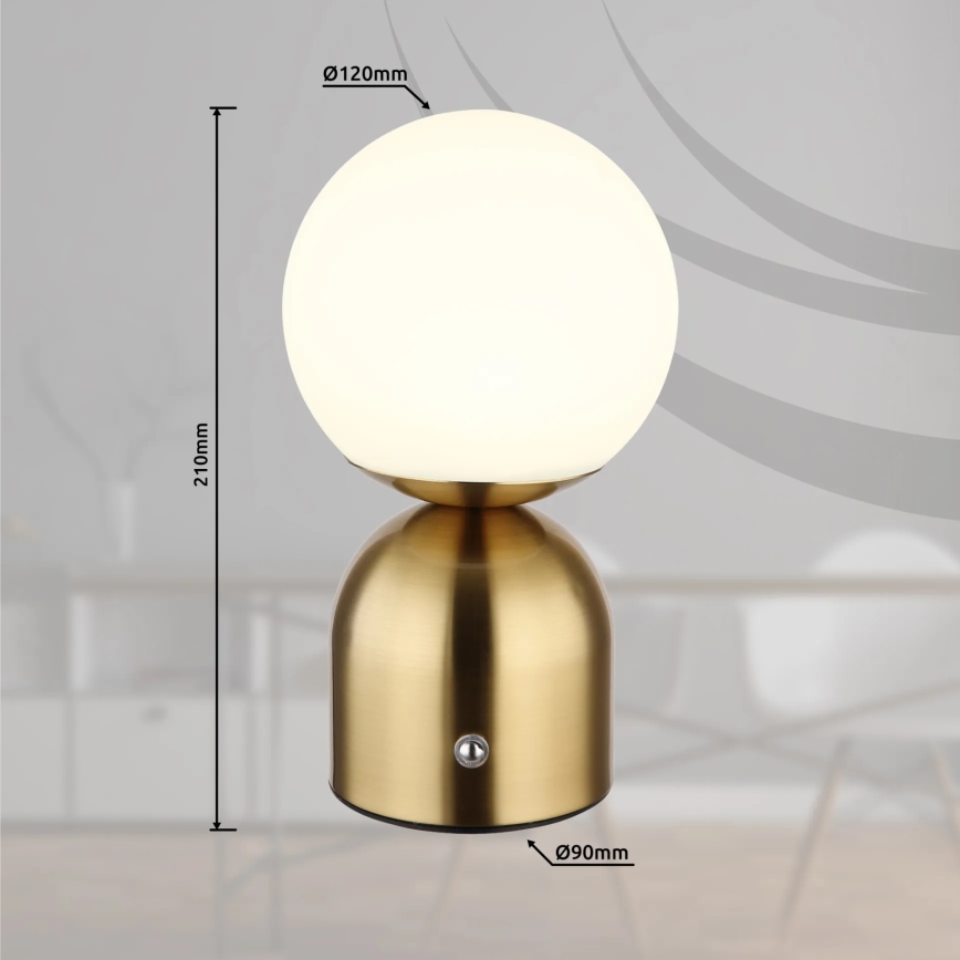 Globo - Επιτραπέζια λάμπα αφής dimming LED LED/2,5W/3,7V 2700K/4000K/6500K 1800 mAh USB ορείχαλκος
