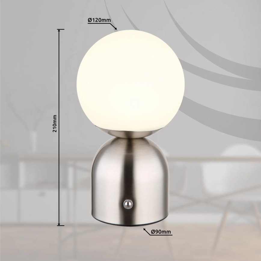 Globo - Επιτραπέζια λάμπα αφής dimming LED LED/2,5W/3,7V 2700K/4000K/6500K 1800 mAh USB ματ χρώμιο