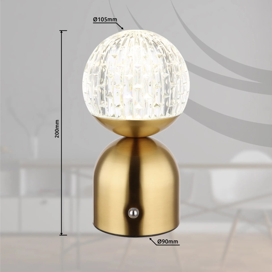 Globo - Επιτραπέζια λάμπα αφής dimming LED LED/2,5W/3,7V 2700/4000/6500K 1800 mAh USB ορείχαλκος