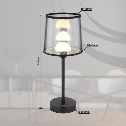 Globo - LED Dimmable επαναφορτιζόμενο επιτραπέζιο φωτιστικό αφής LED/2,5W/3,7V 2700/4000/6500K 1800 mAh μαύρο