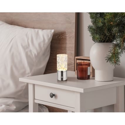 Globo - Επιτραπέζιο LED φωτιστικό αφής με ρύθμιση φωτεινότητας LED/2,5W/3,7V 2700K/4000K/6500K 1800 mAh USB ματ χρώμιο