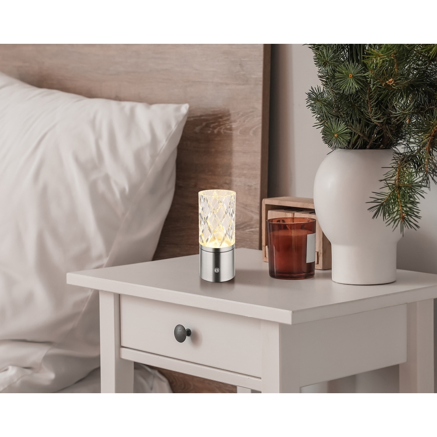 Globo - Επιτραπέζιο LED φωτιστικό αφής με ρύθμιση φωτεινότητας LED/2,5W/3,7V 2700K/4000K/6500K 1800 mAh USB ματ χρώμιο