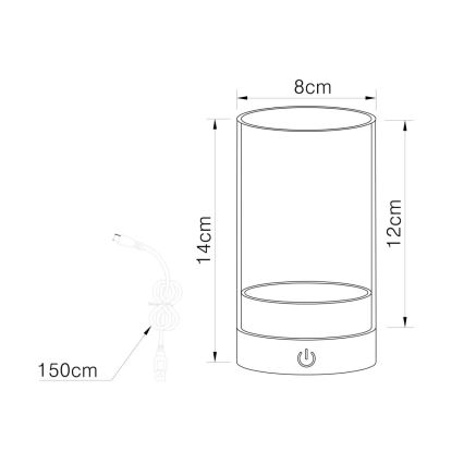 Globo - LED Εξωτερικού χώρου dimming επαναφορτιζόμενο αφής Επιτραπέζιο φωτιστικό LED/2W/3,7V 2700/4000/6500K 1200mAh IP44 γκρι