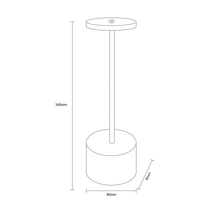 Globo - Ρυθμιζόμενο LED επιτραπέζιο φωτιστικό αφής LED/1,2W/3,7V 2000K/3500K/7000K 1200 mAh USB μαύρο