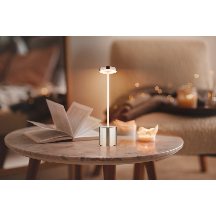 Globo - Επιτραπέζια λάμπα αφής dimming LED LED/1,2W/3,7V 2000K/3500K/7000K 1200 mAh USB ματ χρώμιο