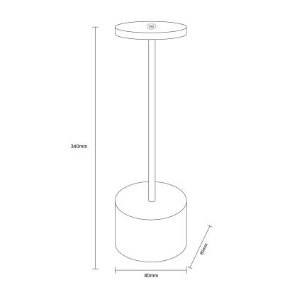 Globo - Επιτραπέζιο LED φωτιστικό αφής με ρύθμιση φωτεινότητας LED/1,2W/3,7V 2000K/3500K/7000K 1200 mAh USB λευκό