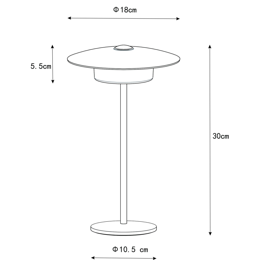 Globo - Εξωτερικό επαναφορτιζόμενο επιτραπέζιο φωτιστικό LED αφής LED/3W/3,7V 1800/2700/3000K IP44 1800 mAh μαύρο