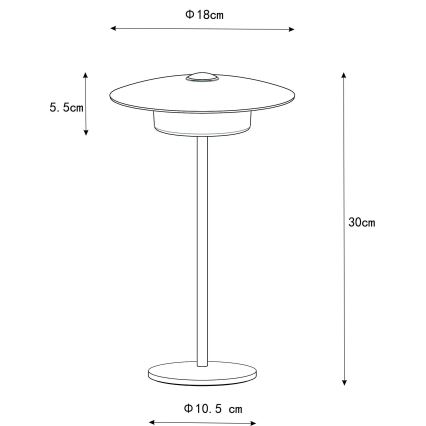 Globo - Εξωτερικό επαναφορτιζόμενο επιτραπέζιο φωτιστικό LED αφής LED/3W/3,7V 1800/2700/3000K IP44 1800 mAh λευκό