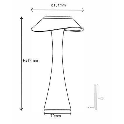 Globo - LED Dimmable επαναφορτιζόμενο επιτραπέζιο φωτιστικό	 LED/2,5W/3,7V 1200mAh 2700K/4500K/6500K χρυσό