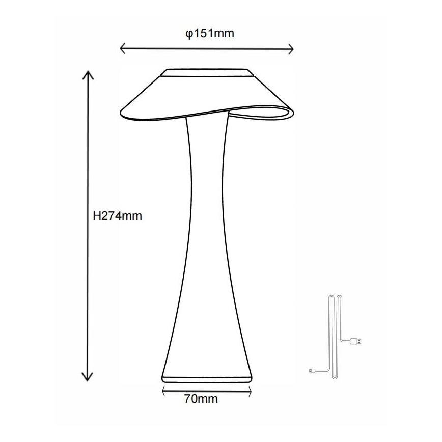 Globo - LED Dimmable επαναφορτιζόμενο επιτραπέζιο φωτιστικό	 LED/2,5W/3,7V 1200mAh 2700K/4500K/6500K χρυσό