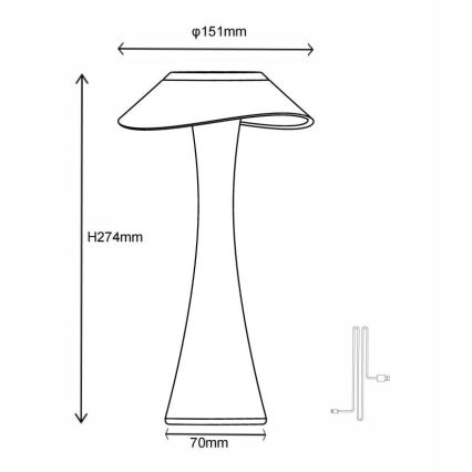 Globo - LED Dimmable επαναφορτιζόμενο επιτραπέζιο φωτιστικό	 LED/2,5W/3,7V 1200mAh 2700K/4500K/6500K μαύρο