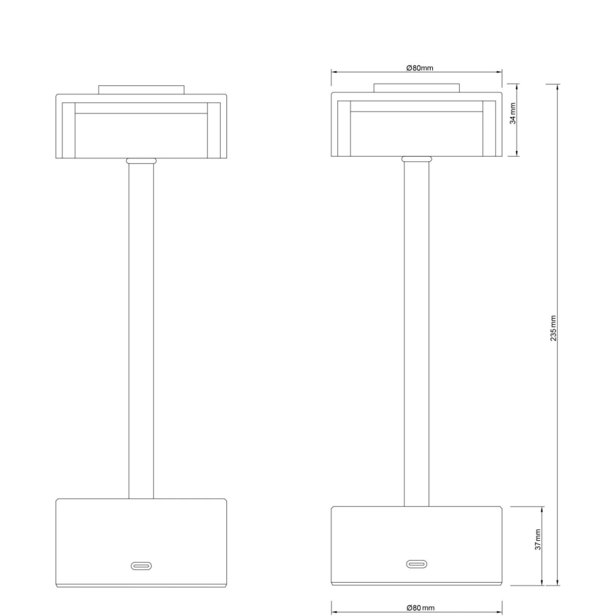 Globo - LED Dimmable επαναφορτιζόμενο επιτραπέζιο φωτιστικό αφής LED/2,5W/3,7V 2700/4000/6500K 1800mAh ορείχαλκος