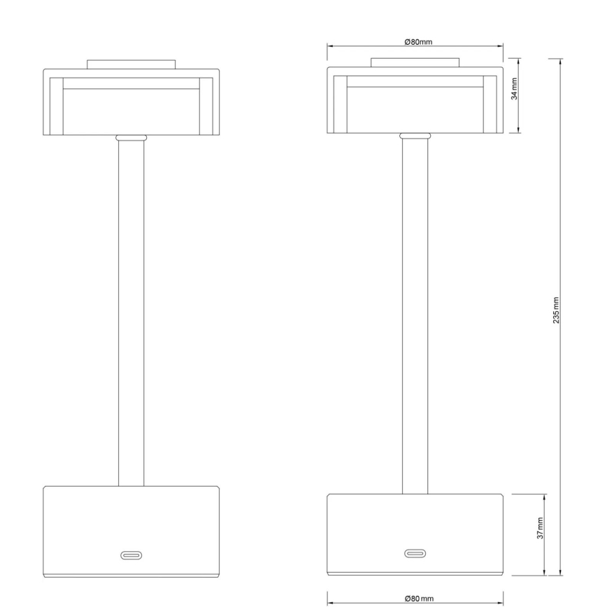 Globo - LED Dimmable επαναφορτιζόμενο επιτραπέζιο φωτιστικό αφής LED/2,5W/3,7V 2700/4000/6500K 1800mAh ματ χρώμιο