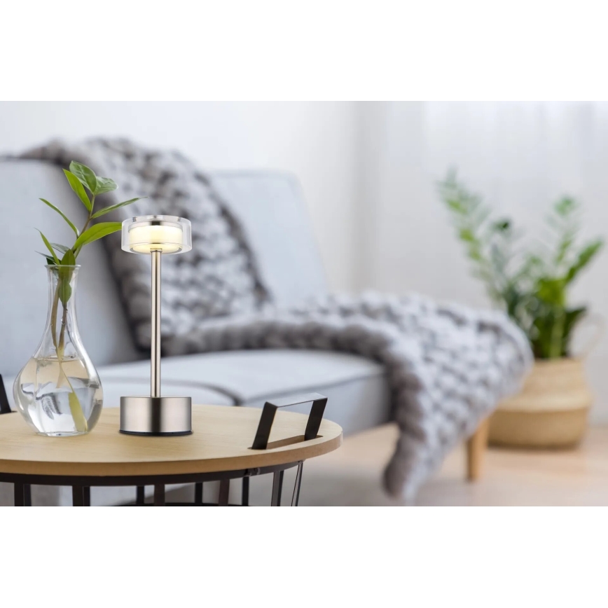 Globo - LED Dimmable επαναφορτιζόμενο επιτραπέζιο φωτιστικό αφής LED/2,5W/3,7V 2700/4000/6500K 1800mAh ματ χρώμιο