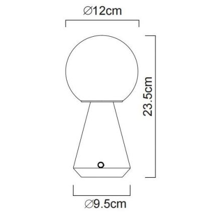 Globo - LED εξωτερικό επιτραπέζιο φωτιστικό με ρυθμιζόμενη ένταση αφής LED/1,5W/5V 3000/4500/6500K 1800 mAh IP41 μαύρο
