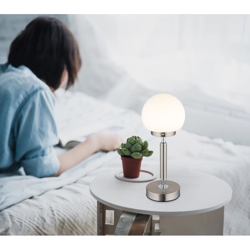 Globo - LED Dimmable επαναφορτιζόμενο επιτραπέζιο φωτιστικό αφής LED/2,5W/5V 1800mAh 2700/4000/6500K ματ χρώμιο