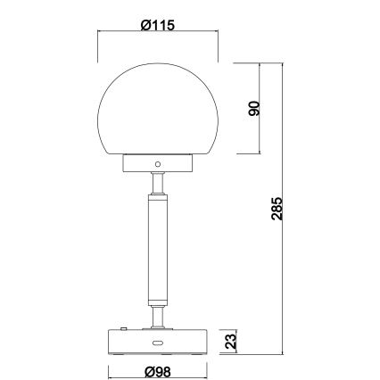 Globo - LED Dimmable επαναφορτιζόμενο επιτραπέζιο φωτιστικό αφής LED/2,5W/5V 1800mAh 2700/4000/6500K ματ χρώμιο