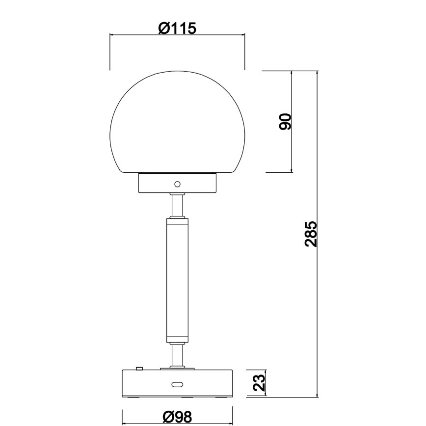 Globo - LED Dimmable επαναφορτιζόμενο επιτραπέζιο φωτιστικό αφής LED/2,5W/5V 1800mAh 2700/4000/6500K ματ χρώμιο
