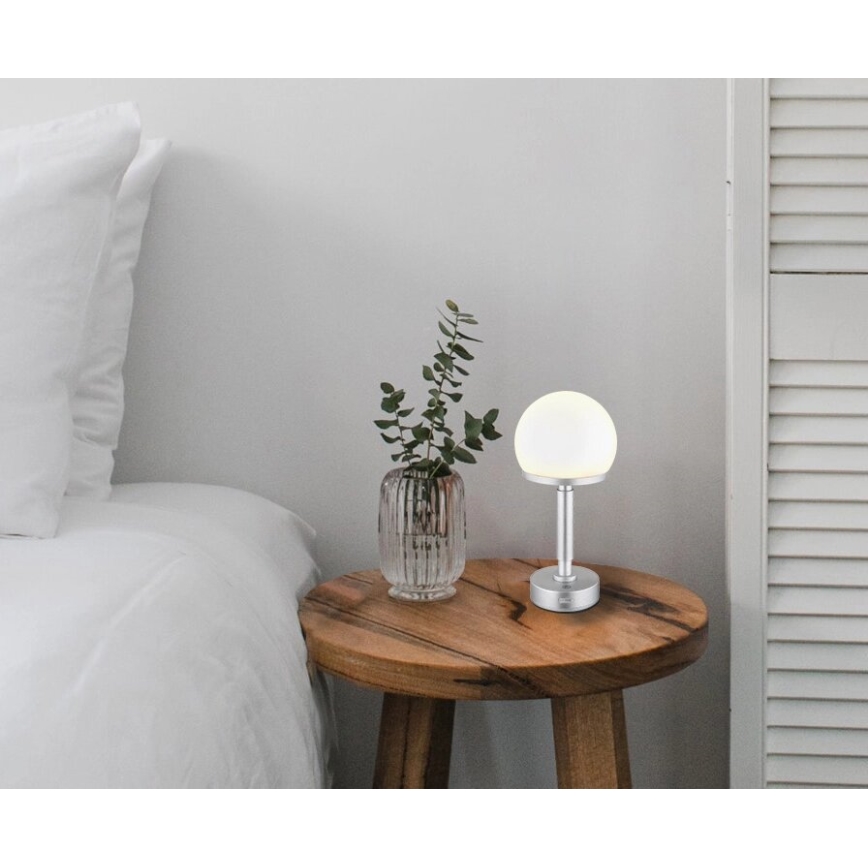 Globo - LED Dimmable επαναφορτιζόμενο επιτραπέζιο φωτιστικό αφής LED/2,5W/5V 1800mAh 2800K ασημί