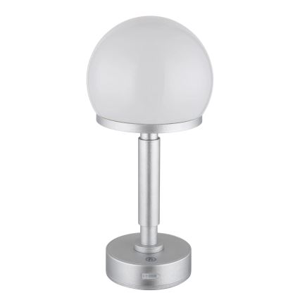 Globo - LED Dimmable επαναφορτιζόμενο επιτραπέζιο φωτιστικό αφής LED/2,5W/5V 1800mAh 2800K ασημί
