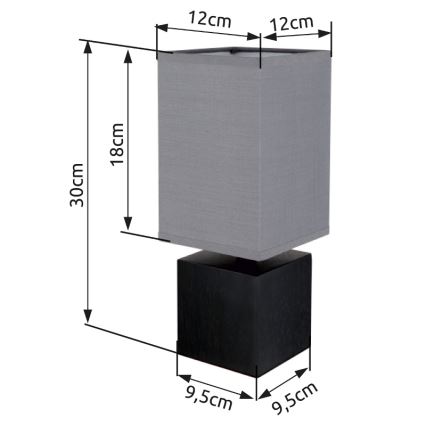 Globo 21628ALU - Επιτραπέζιο φωτιστικό VALENTINO 1xE27/7W/230V μαύρο/ανθρακί