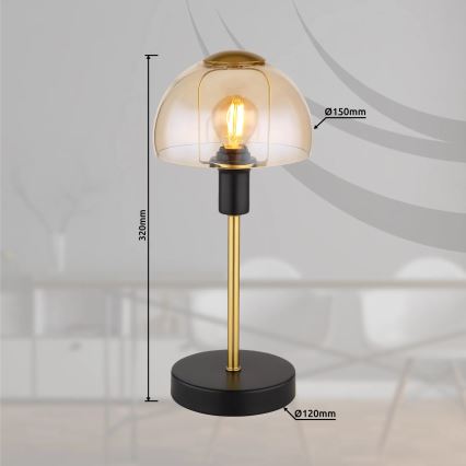 Globo - Επιτραπέζιο αφής φωτιστικό 1xE14/25W/230V μαύρο/χρυσό
