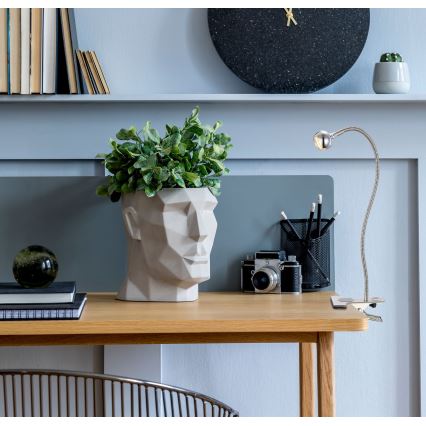 Globo - LED φωτιστικό με εύκαμπτο βραχίονα και κλιπ, 3W/230V, ματ χρώμιο