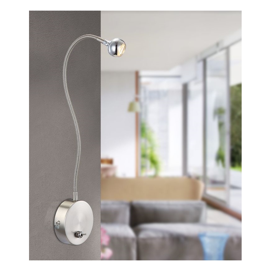 Globo - Ευλύγιστη λάμπα LED/3W/230V, γυαλιστερό χρώμιο