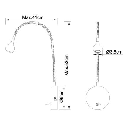 Globo - LED Εύκαμπτο μικρό φωτιστικό LED/3W/230V γυαλιστερό χρώμιο