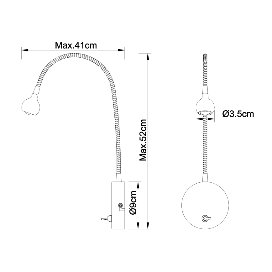 Globo - Ευέλικτο φωτιστικό LED LED/3W/230V γυαλιστερό χρώμιο