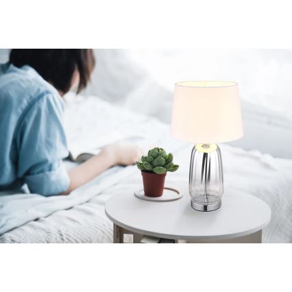 Globo - Επιτραπέζιο φωτιστικό 1xE27/40W/230V λευκό/ασημί