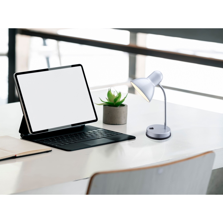 Globo - Eπιτραπέζια λάμπα 1xE27/40W/230V ασήμι