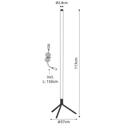 Globo - Ρυθμιζόμενο επιδαπέδιο φωτιστικό LED RGB LED/7W/5V + τηλεχειριστήριο