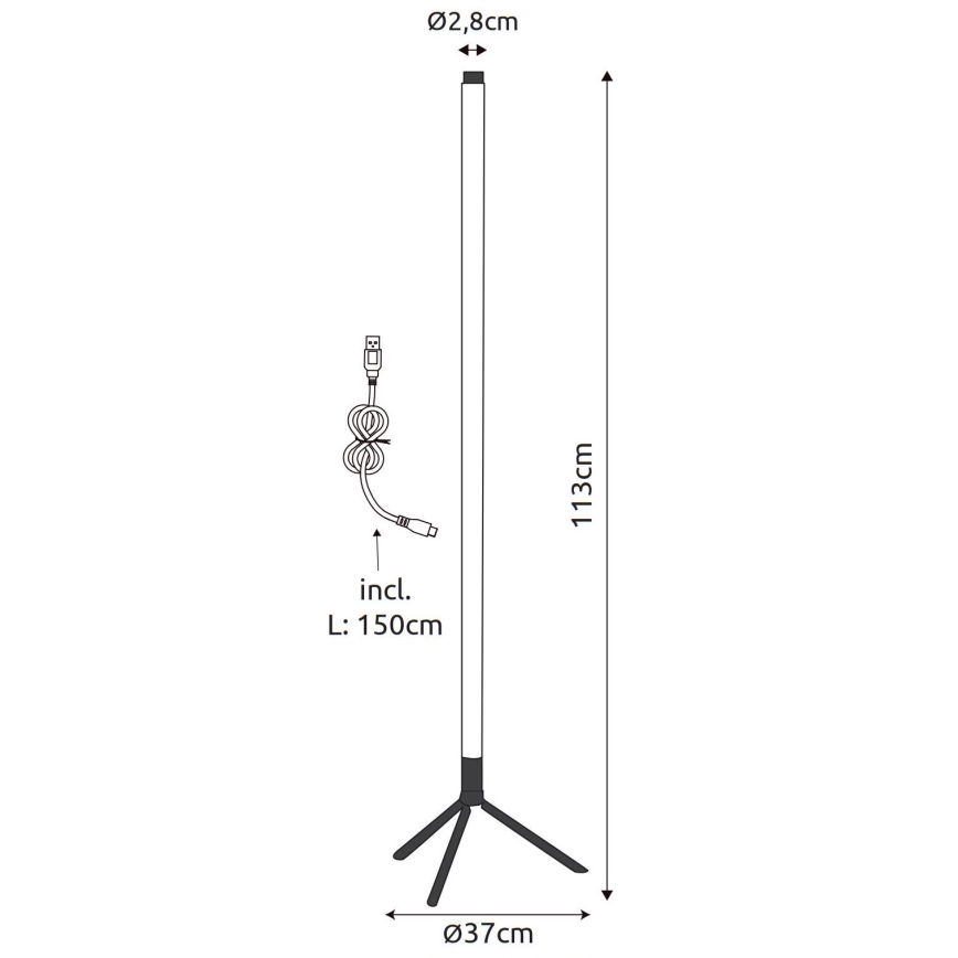 Globo - Ρυθμιζόμενο επιδαπέδιο φωτιστικό LED RGB LED/7W/5V + τηλεχειριστήριο